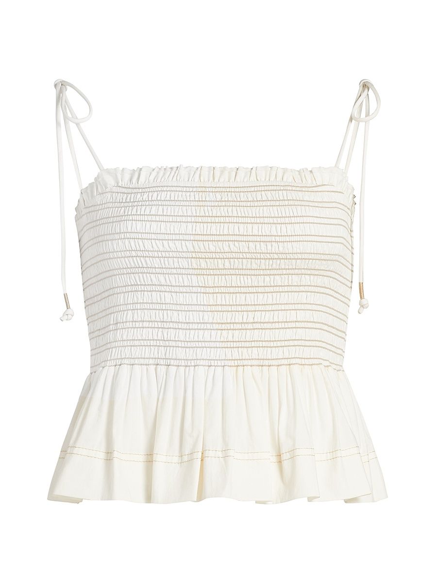 Women's Ophelia Cotton Smocked Top - Dove - Size XL