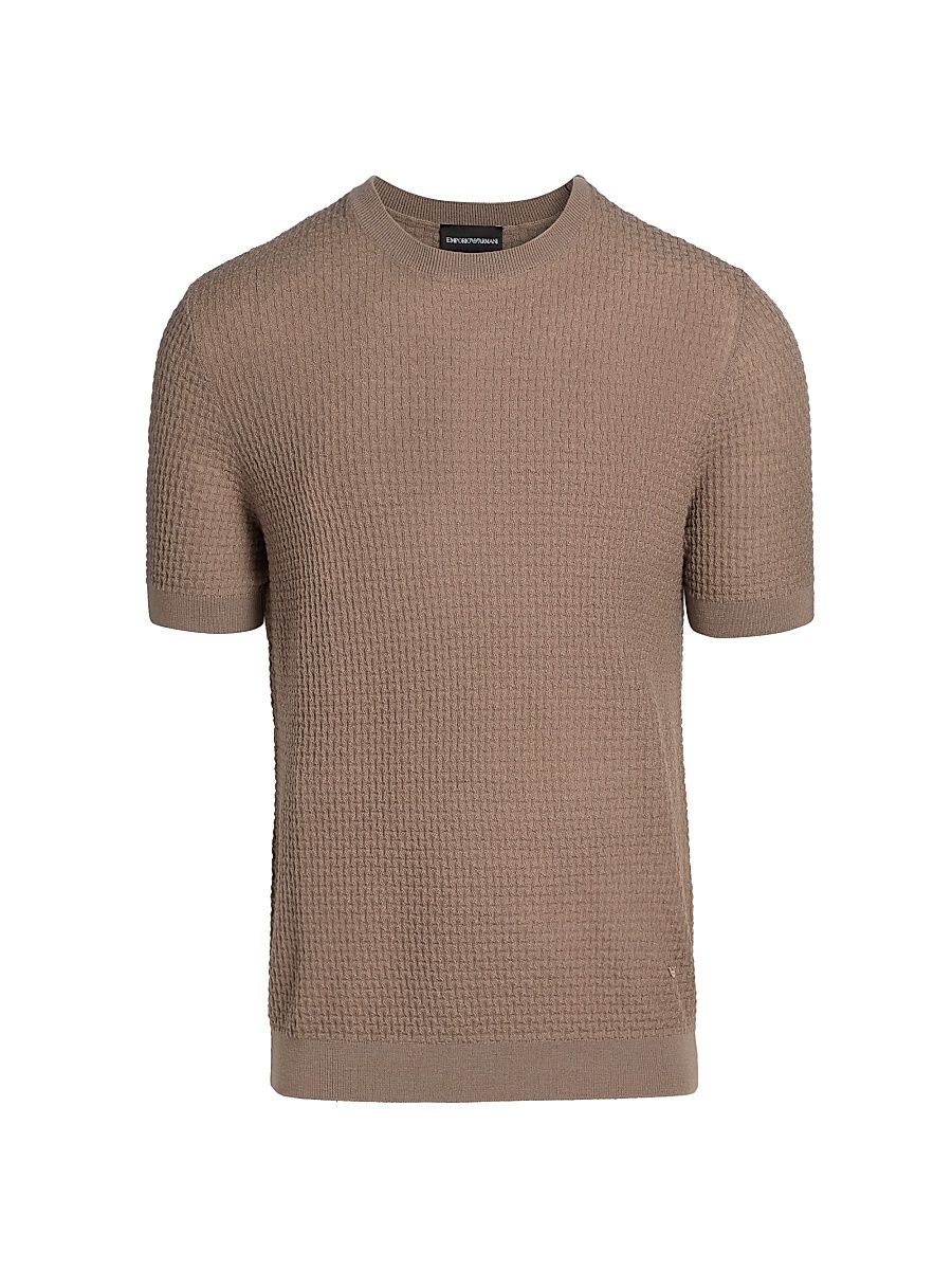Men's Chain Stitch Wool T-Shirt - Tan - Size XXXL
