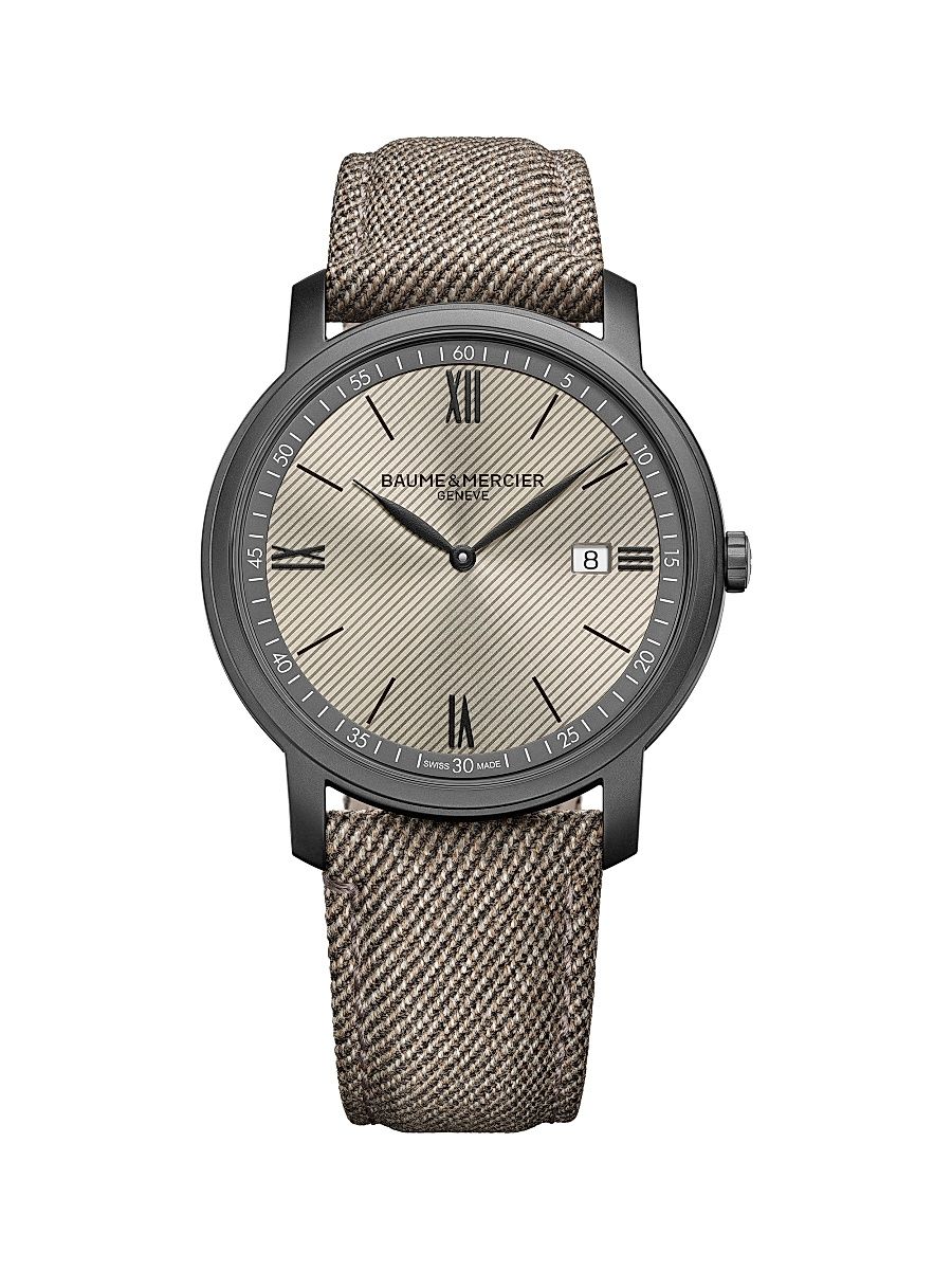 Men's Classima 10767 Stainless Steel & Wool Strap Watch/42MM - Beige