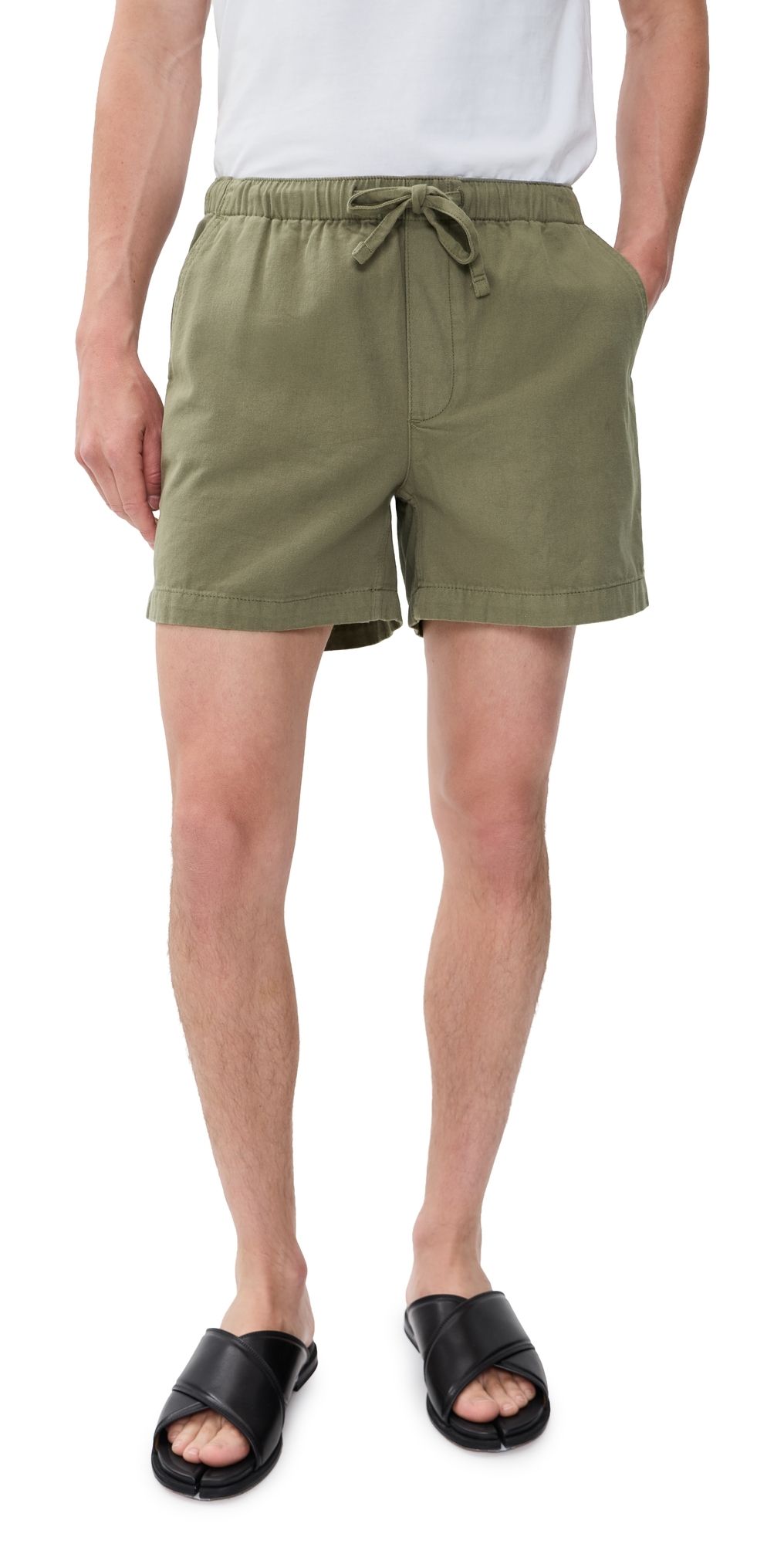 FRAME Canvas Shorts 4.75 Military Khaki S