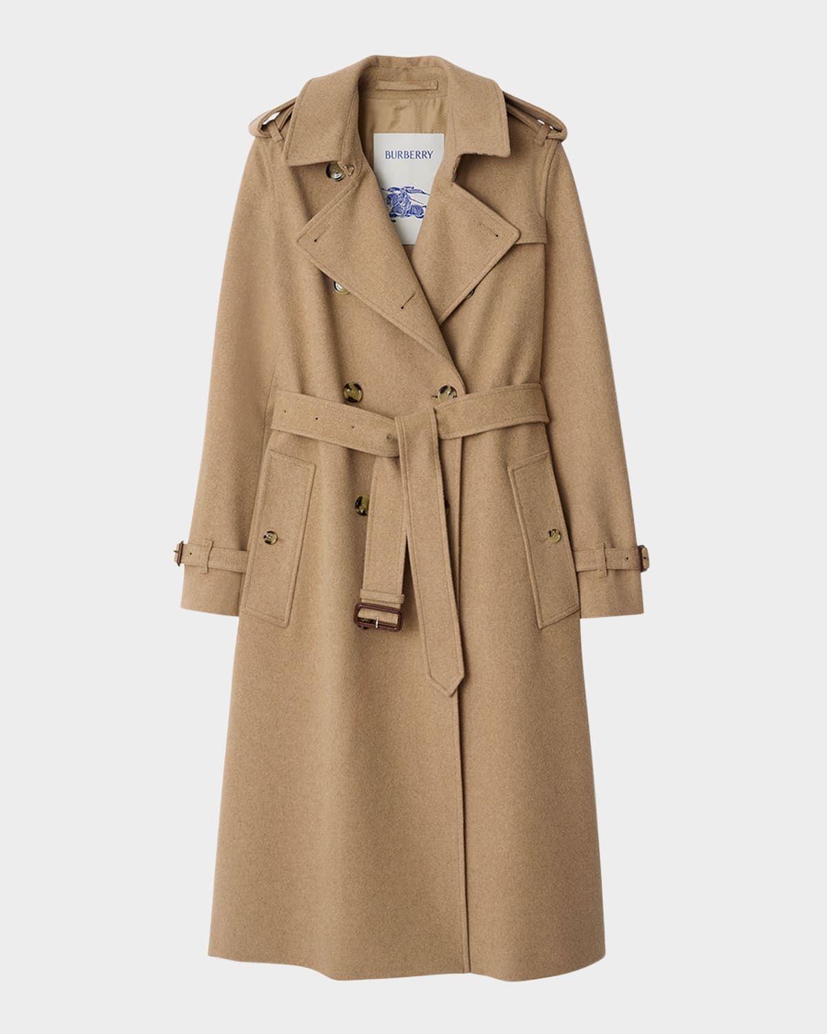 Kensington Belted Cashmere-Wool Double-Breasted Trench Coat