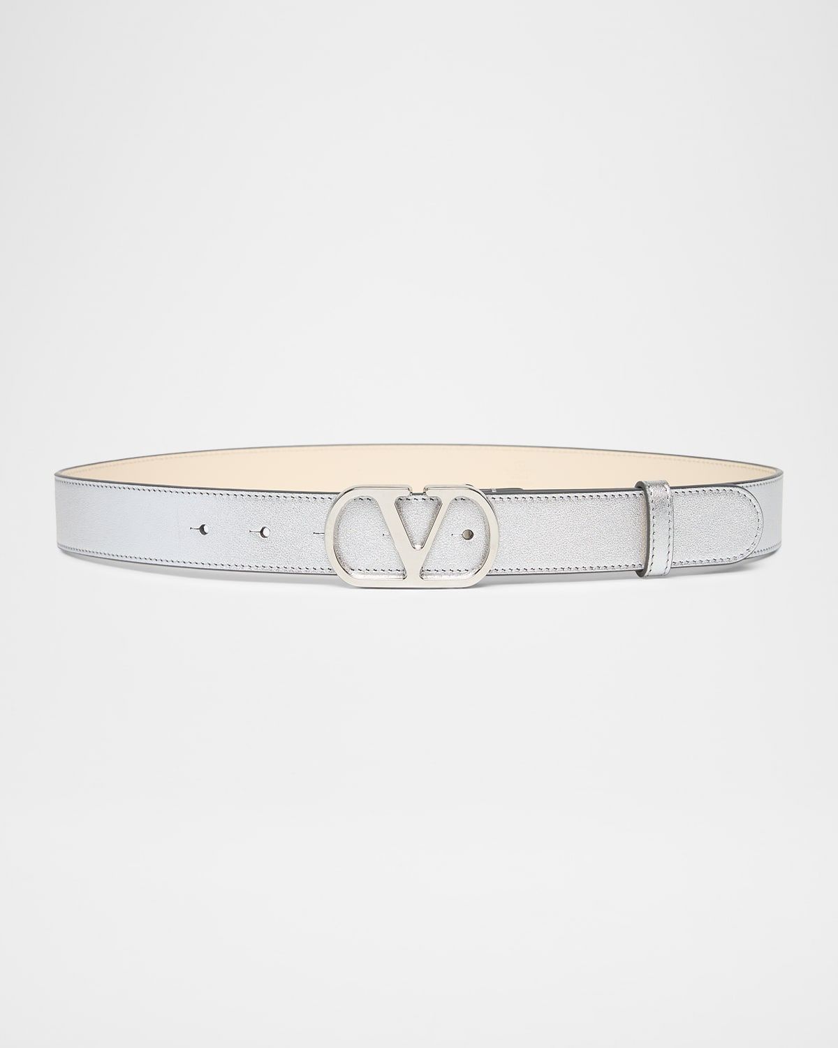 VLogo Signature Metallic Leather Belt, 30mm