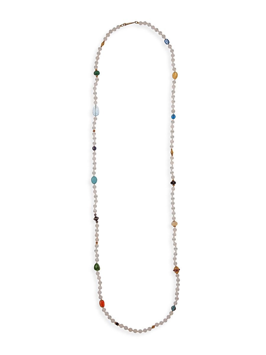 Women's Globetrotter 18K Yellow Gold, Sterling Silver & Multi-Gemstone Beaded Necklace - White