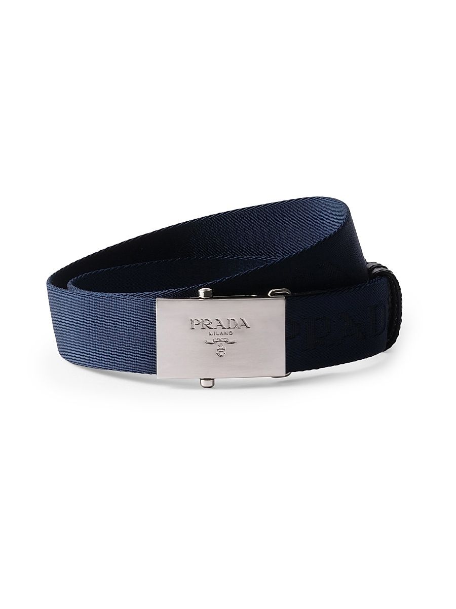 Prada Men's Woven Re-Nylon Belt - Navy Blue - Size 36