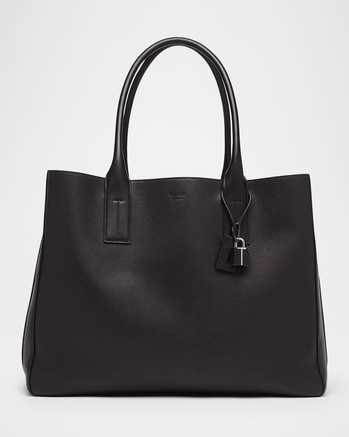 Men & apos;s T-Line Grained Leather East-West Tote Bag