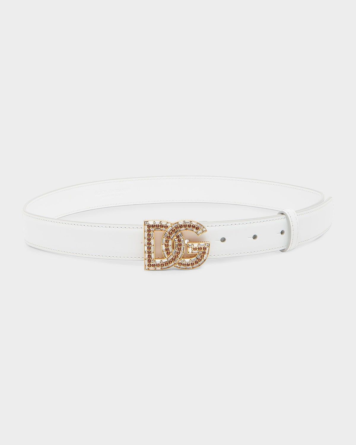 Rhinestone DG Logo Calfskin Belt