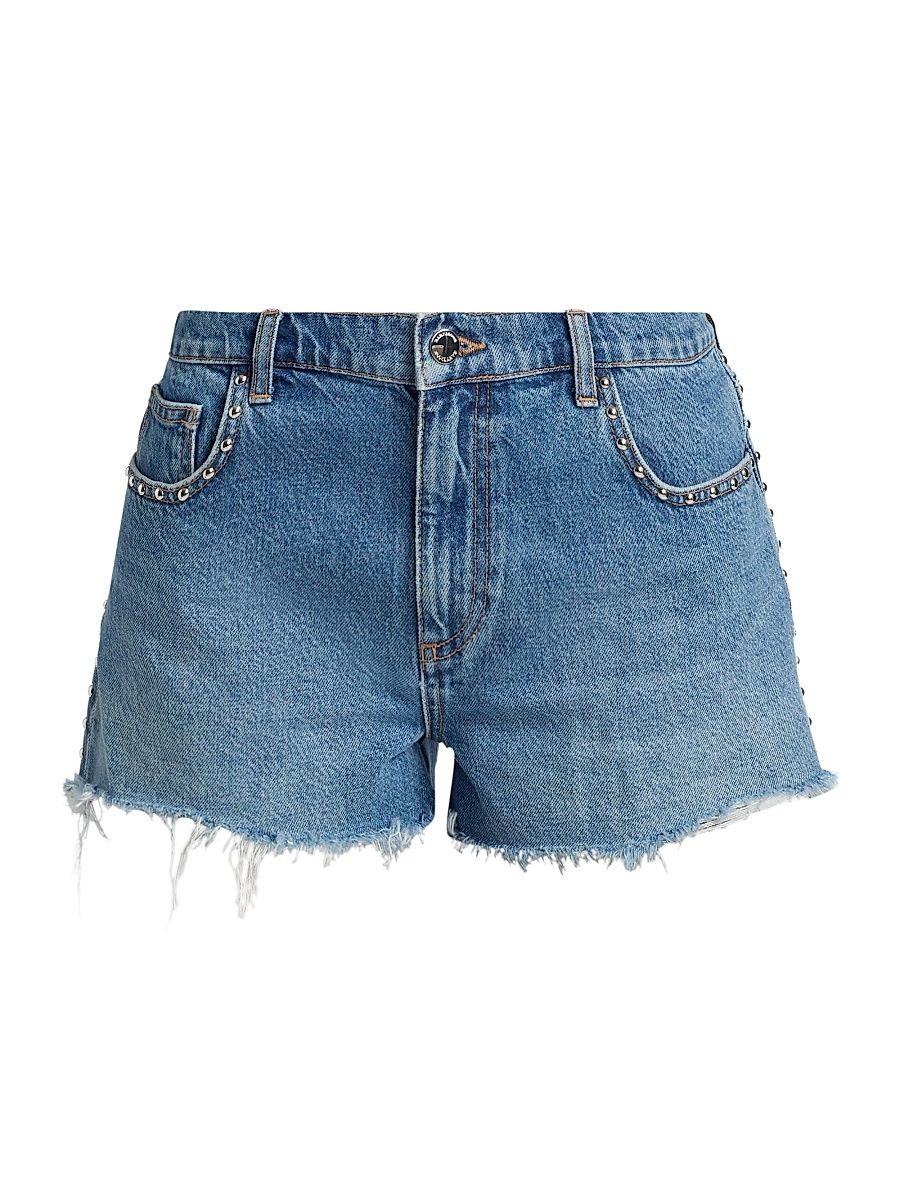 Women's Bria Studded Denim Shorts - Faded Blue Wash - Size 31