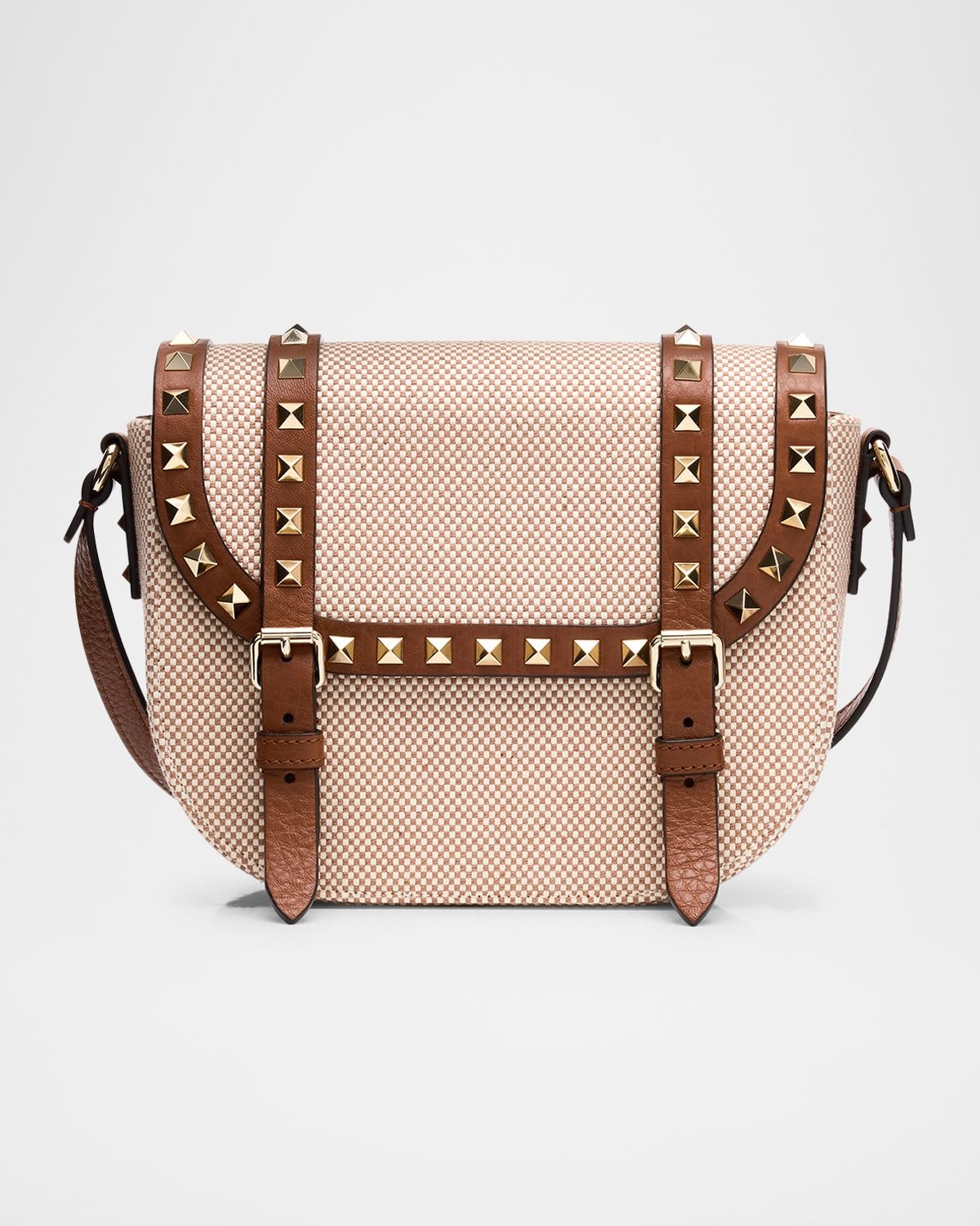 Rockstud Small Canvas Saddle Crossbody Bag