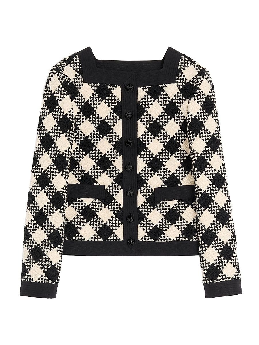 Women's Damier Tweed Jacket - Butter Black - Size 10