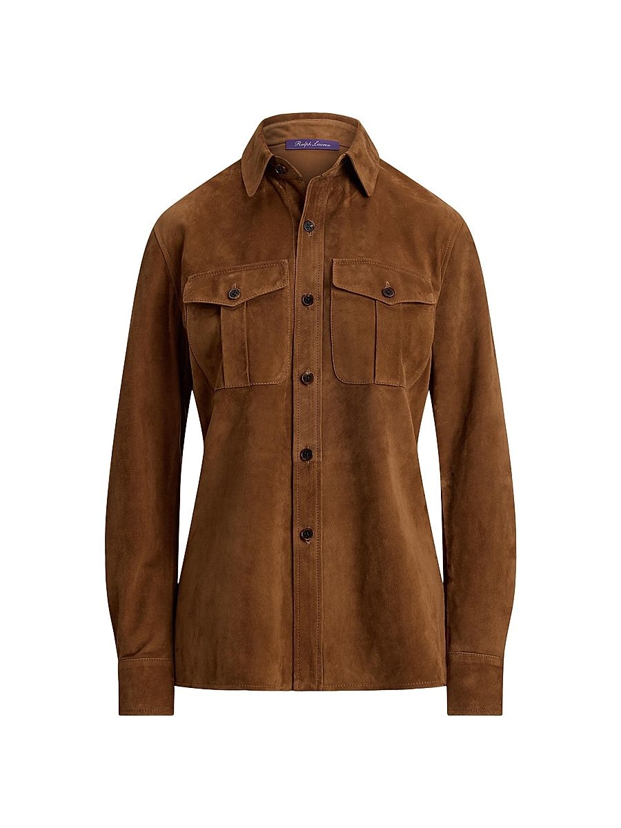 Women's Landry Lightweight Suede Shirt - Cognac - Size 8