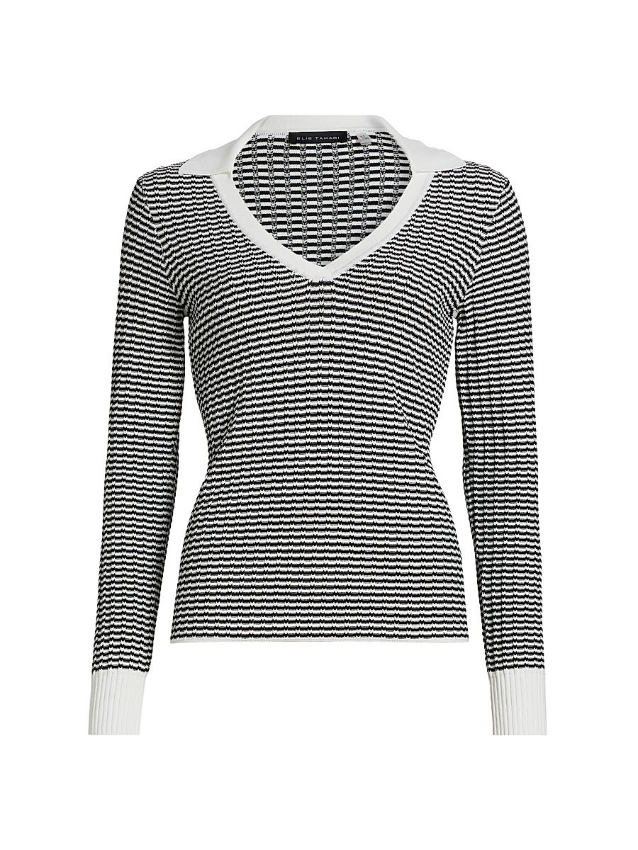 Women's The Carlotta Open Collar Sweater - Noir With Sky White - Size XL