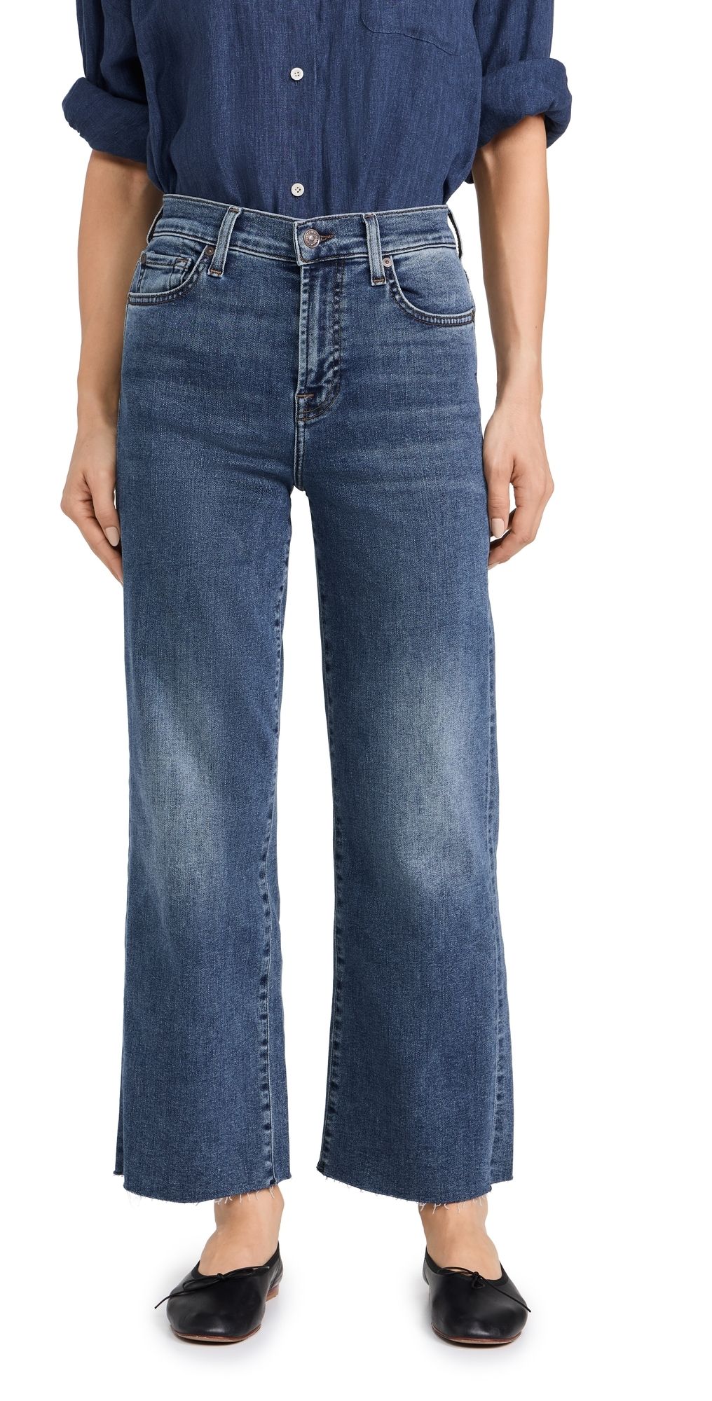 7 For All Mankind Cropped Alexa Jeans with Raw Cut Hem Clara 27