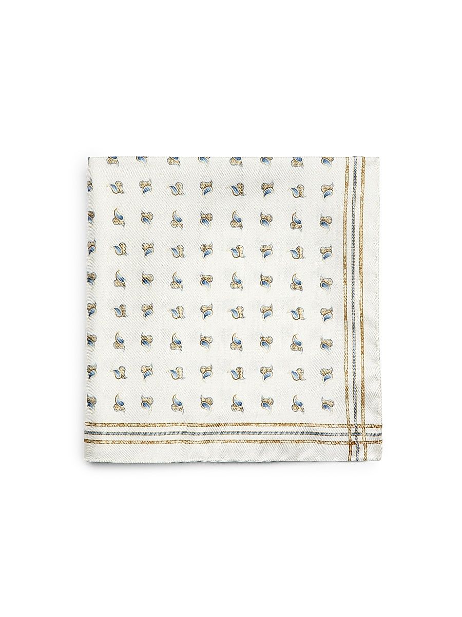 Men's Mini Pine Silk Pocket Square - White