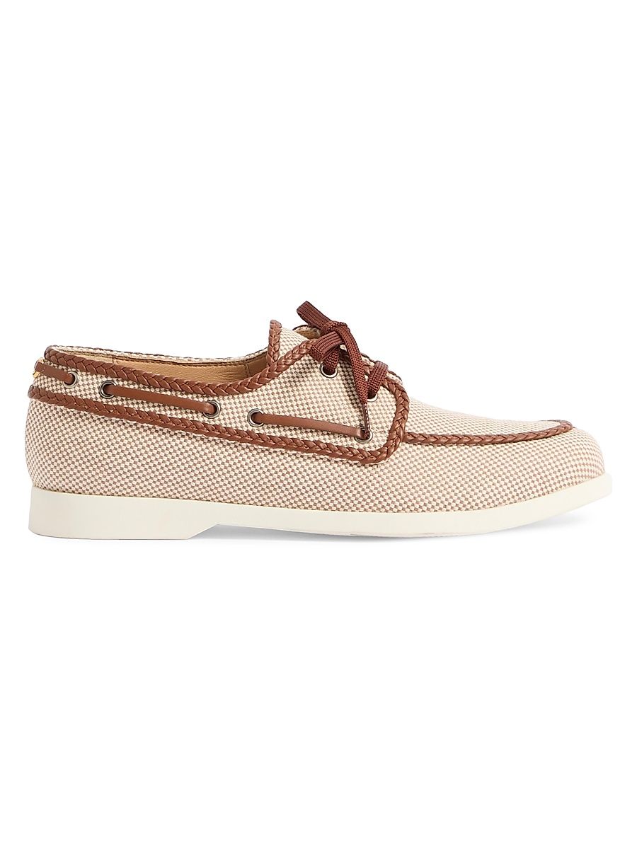 Men's Palm Avenue Canvas and Nappa Boat Shoes - Beige - Size 8.5