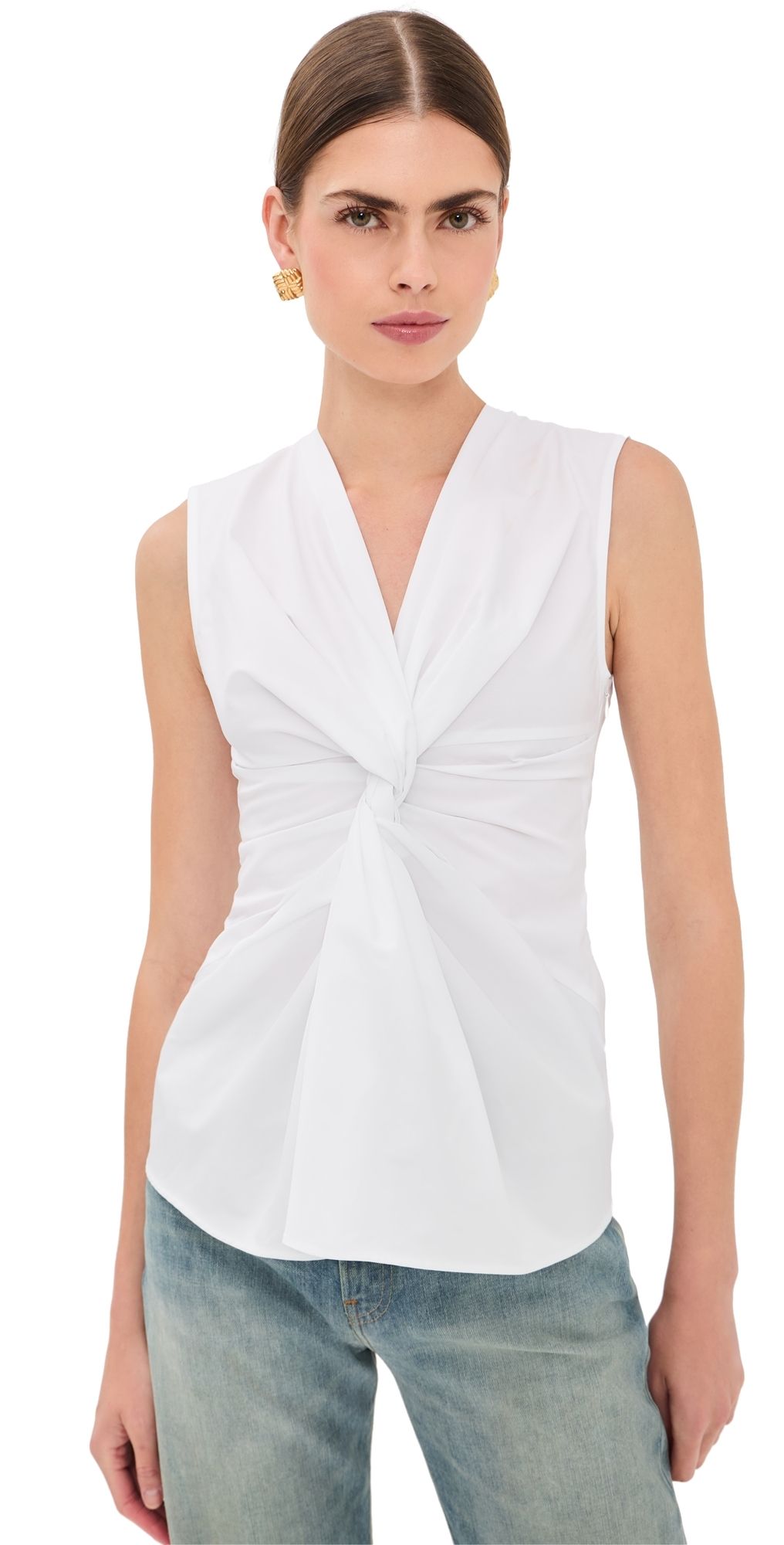 Balmain Cotton Twist Detail Top Blanc Optique 40