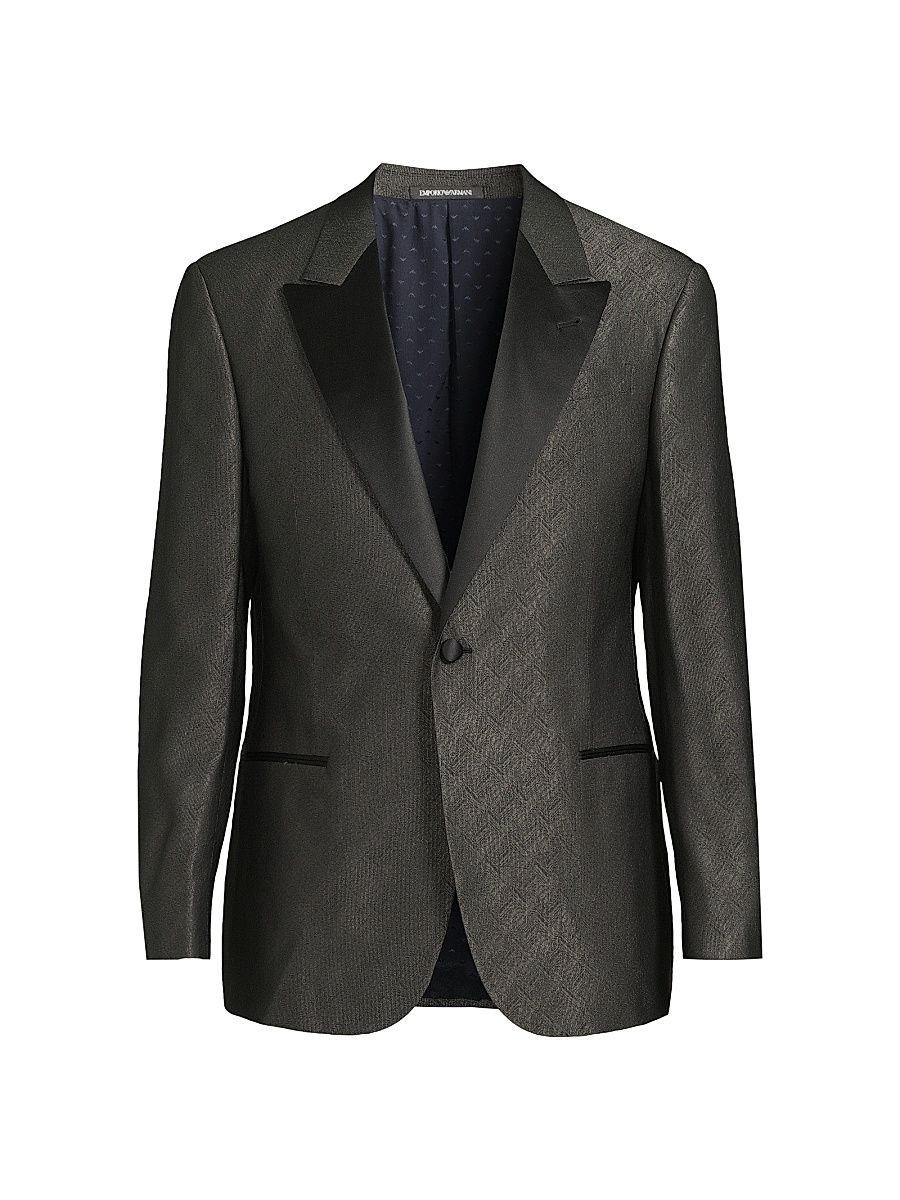 Men's Shiny Woven Dinner Jacket - Charcoal - Size 42