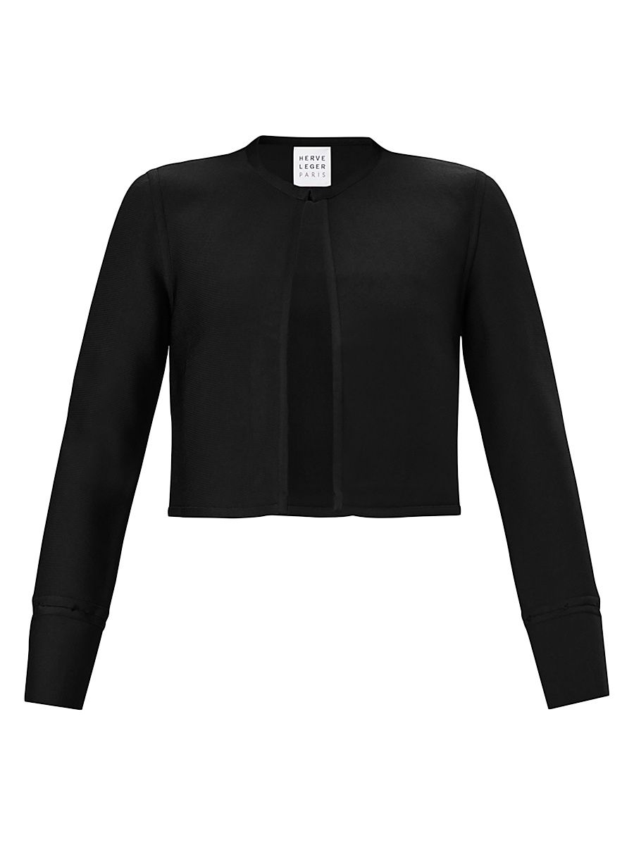 Women's Lucia Rib-Knit Crop Jacket - Black - Size XS