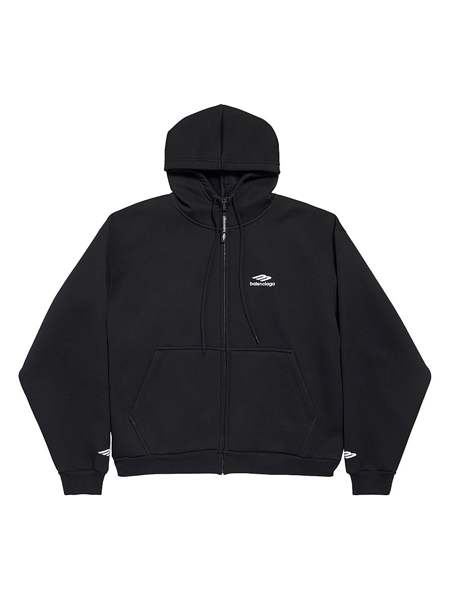 Men's 3B Sports Icon Zip-Up Hoodie - Washed Black White - Size XS