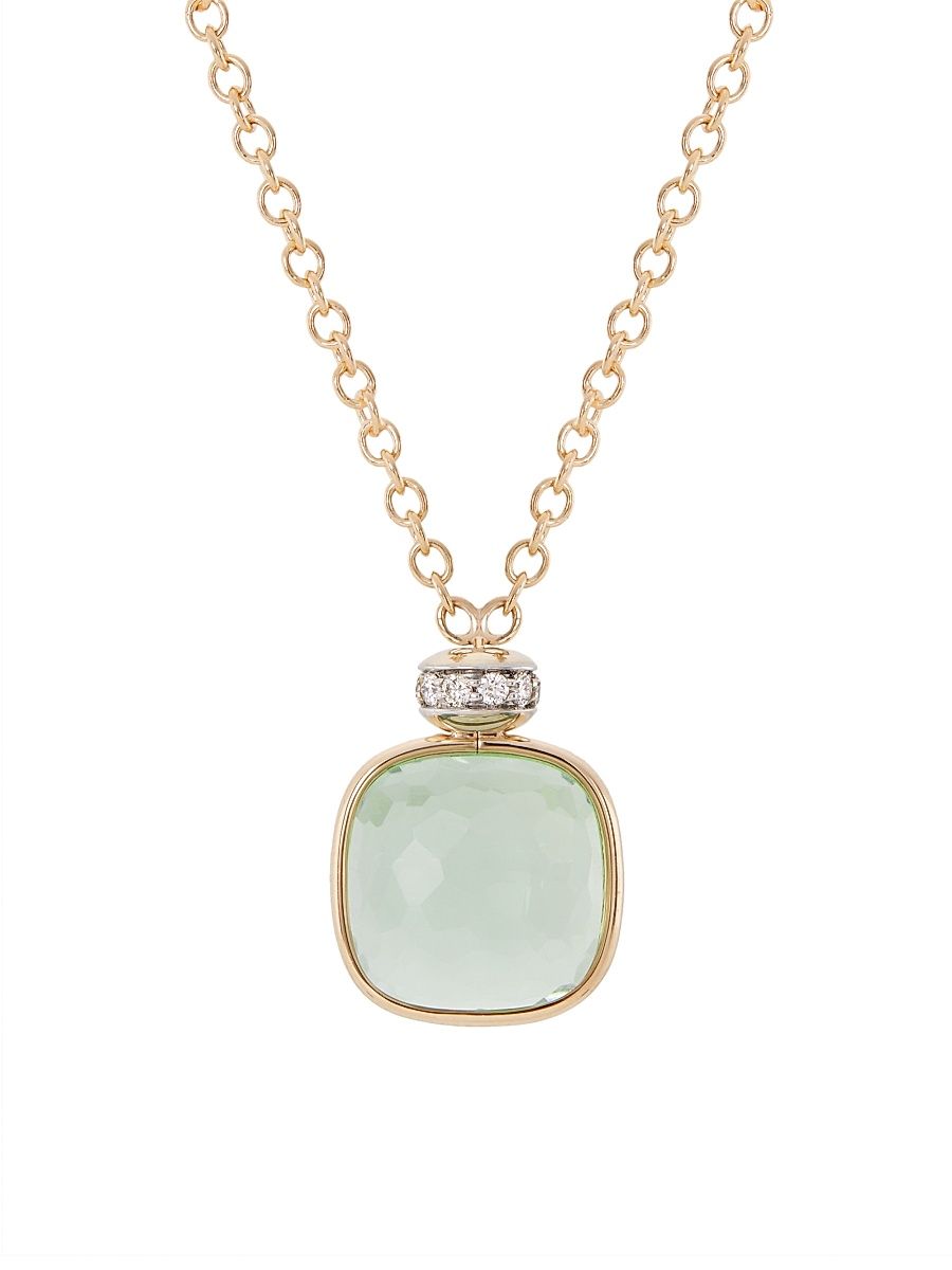 Women's Nudo Two-Tone 18K Gold, Prasiolite & 0.1 TCW Diamond Pendant Necklace - Green