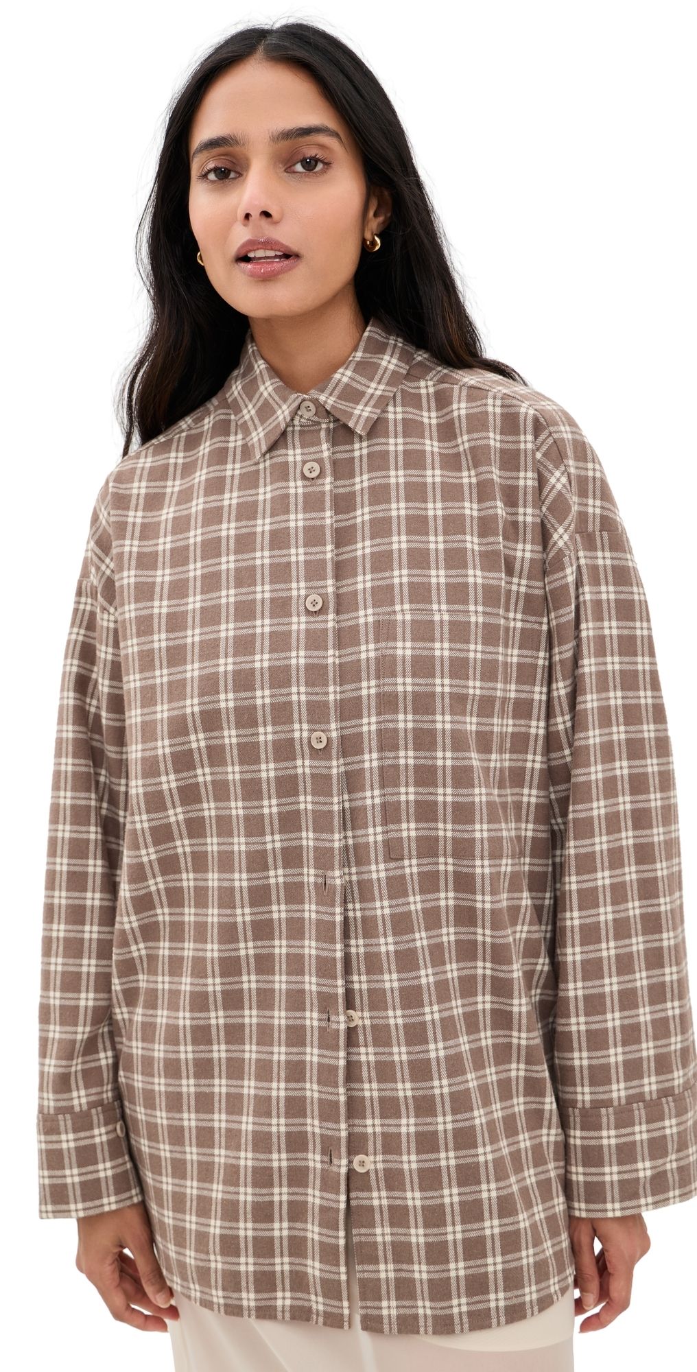 By Malene Birger Derris Flannel Button Down Shirt Fossil 34