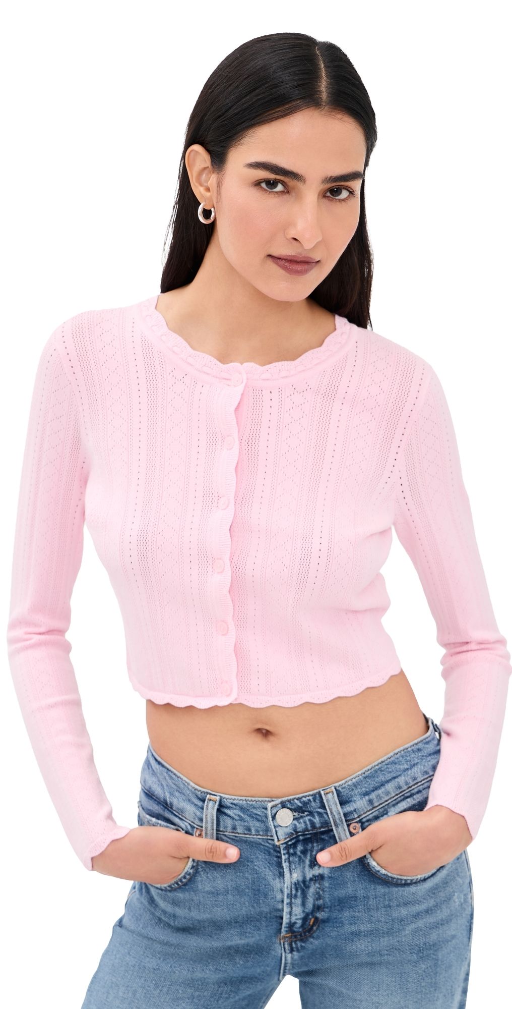 LoveShackFancy Nadiya Cardigan Candy Floss Pink XXL