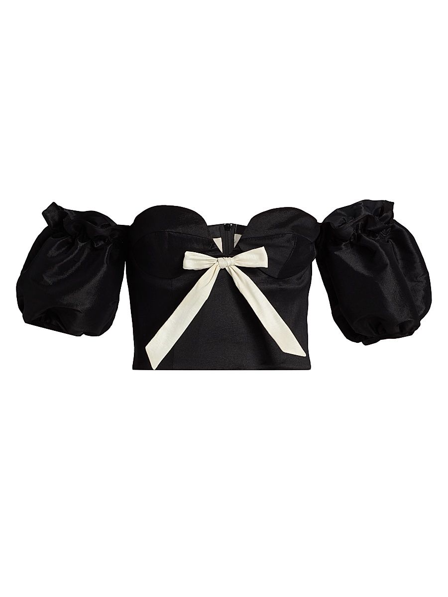 Women's Benazir Taffeta Bow Top - Black - Size 6