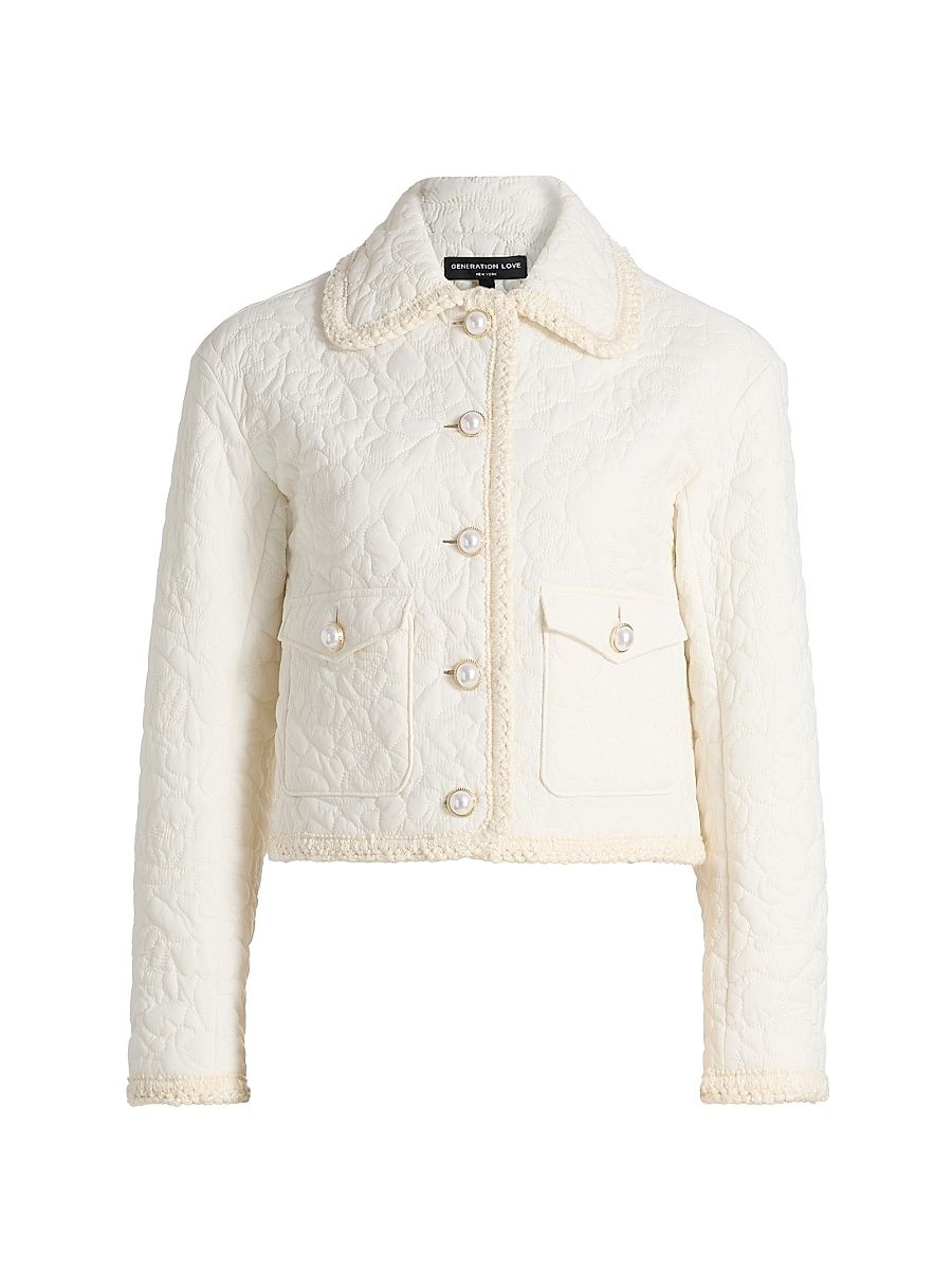 Women's Fabiana Quilted Puffer Jacket - Cream - Size XL