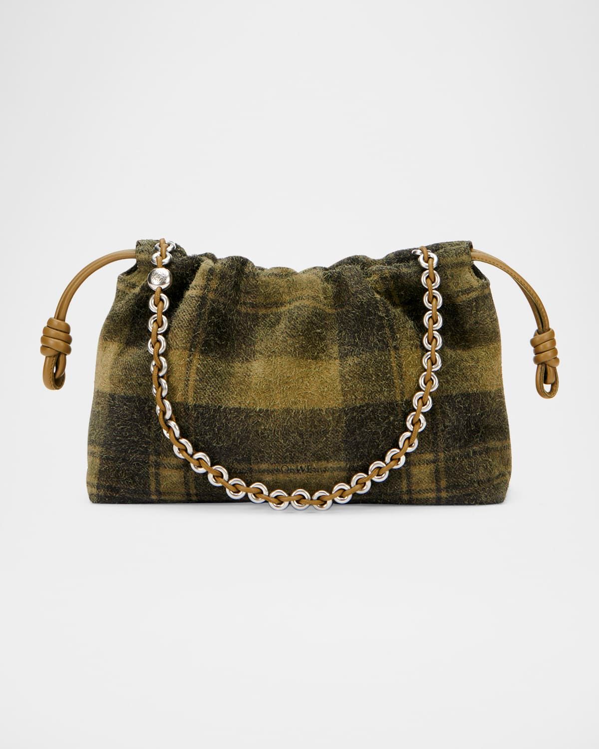 Flamenco Shoulder Bag in Plaid Calfskin Suede