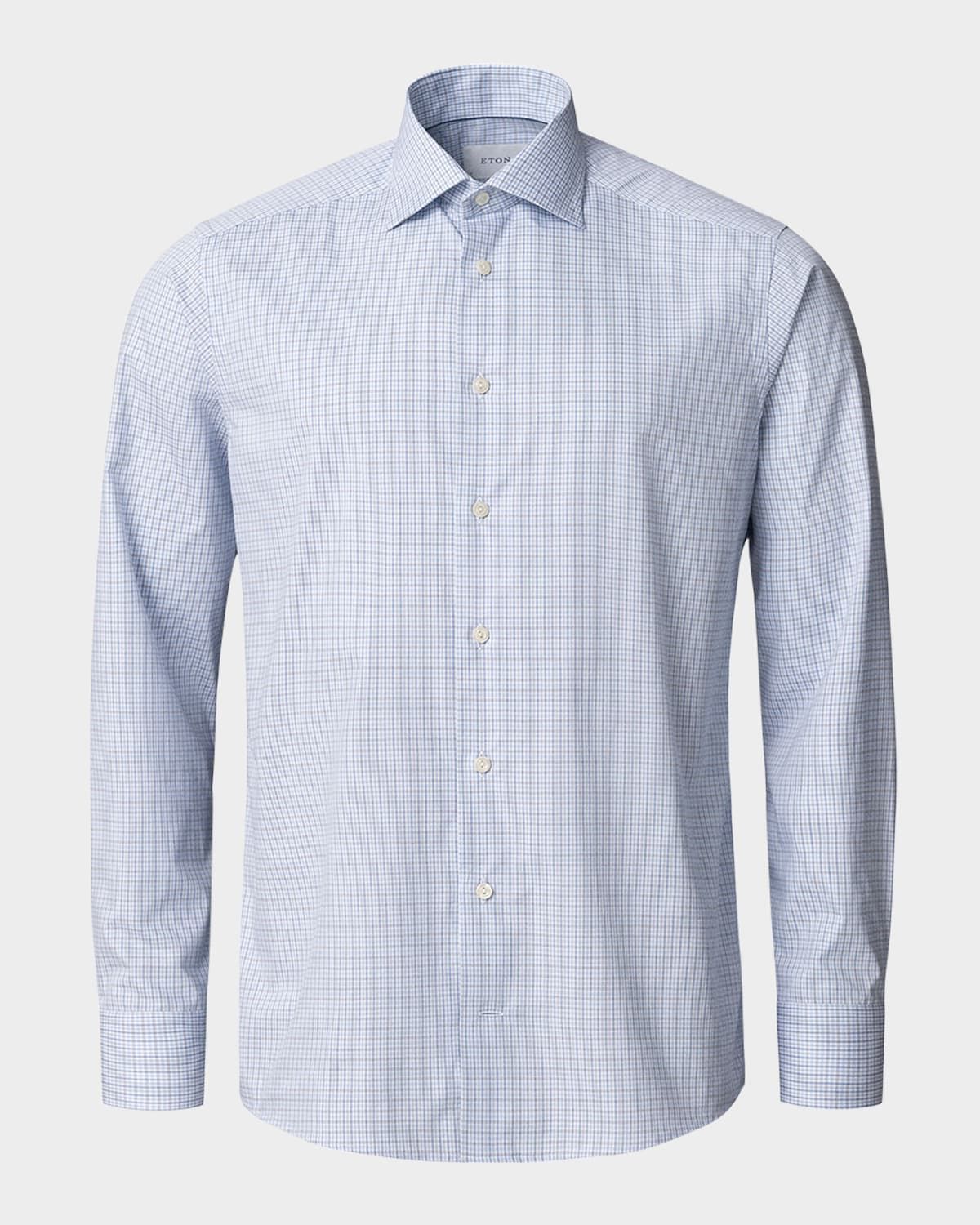 Men & apos;s Slim Fit Cotton Petite Check Sport Shirt