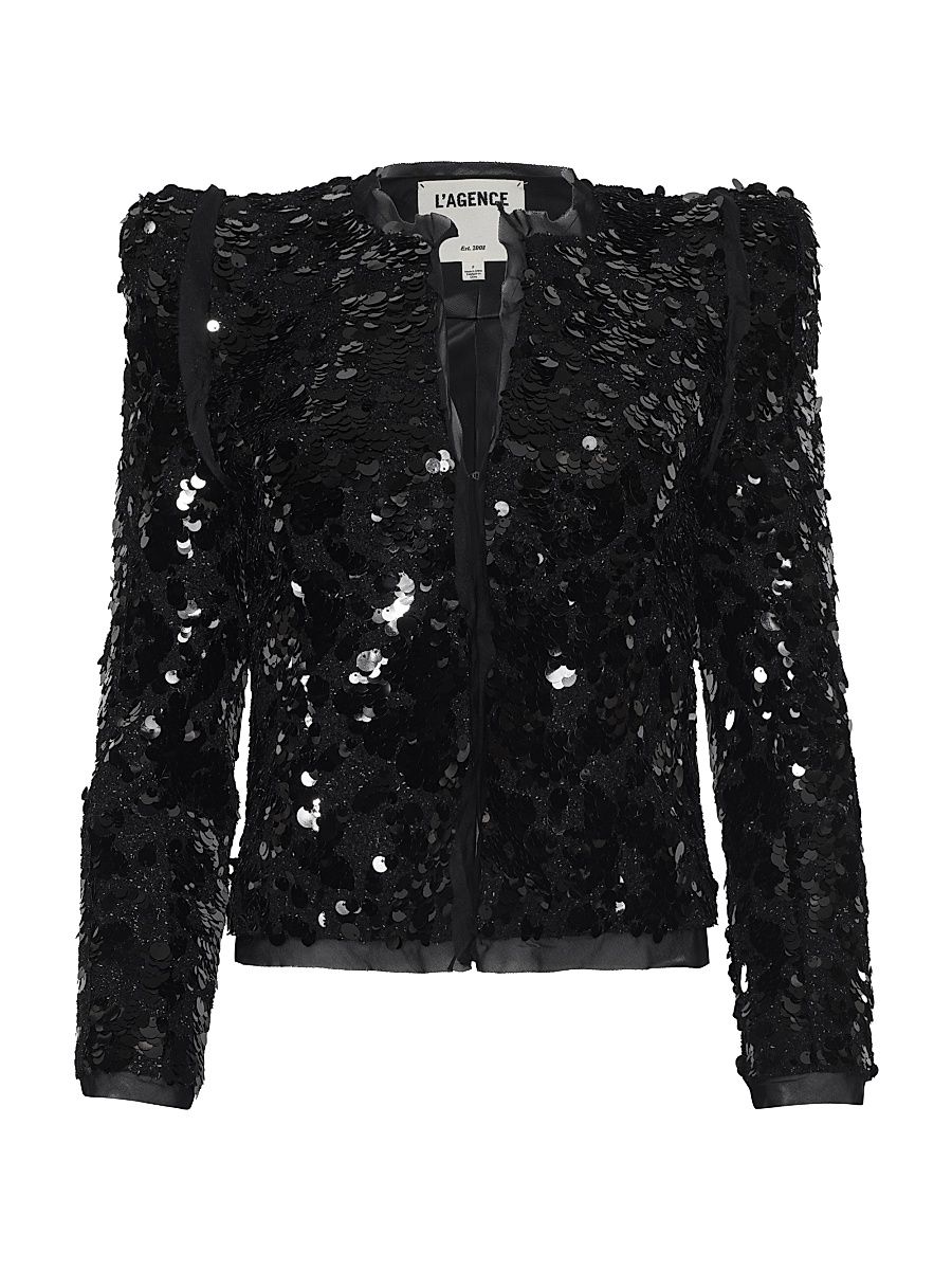 Women's Shai Sequined Tailored Jacket - Black - Size 8
