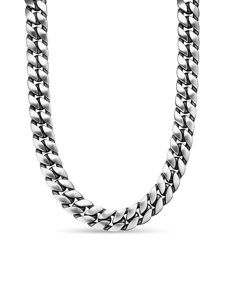 Men's Curb Chain Necklace in Sterling Silver, 18MM - Silver - Size 26