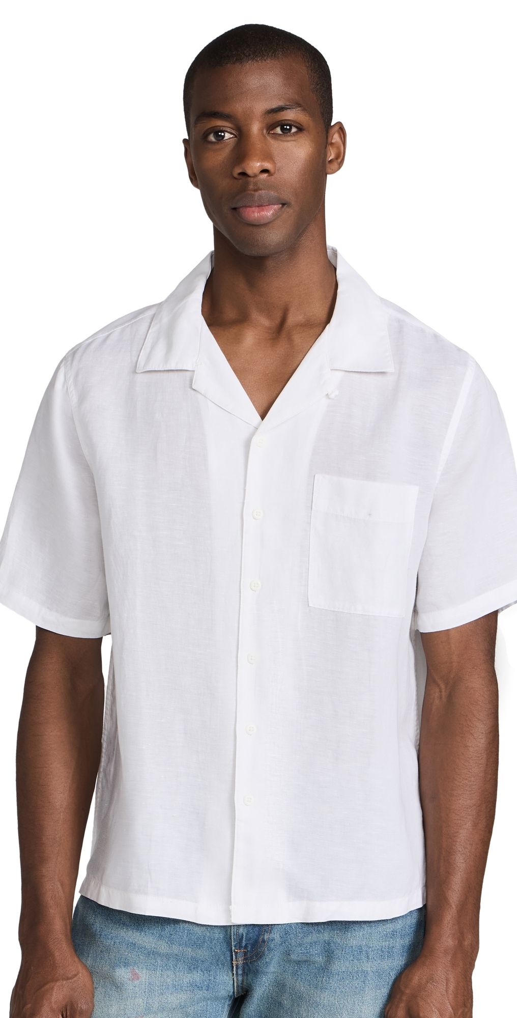 Onia Air Linen Convertible Camp Shirt White XL