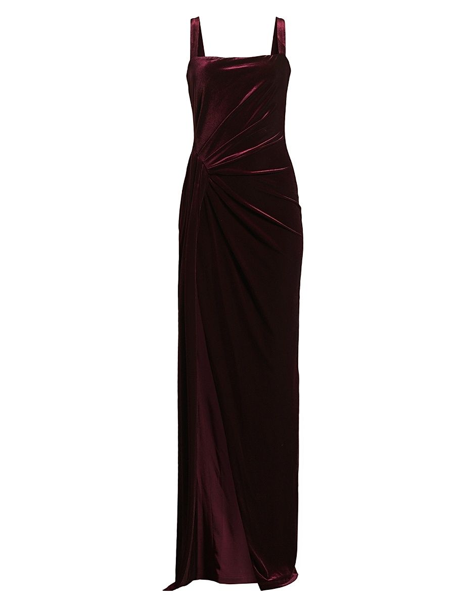 Women's Domino Draped Velvet Gown - Smashing Berry - Size 12