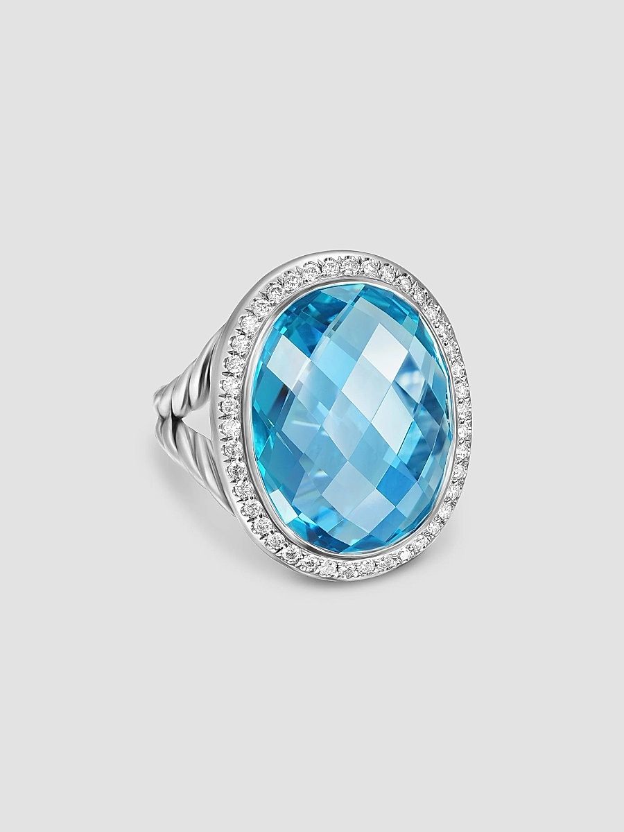 David Yurman Women's Albion Oval Ring in Sterling Silver - Blue Topaz - Size 7