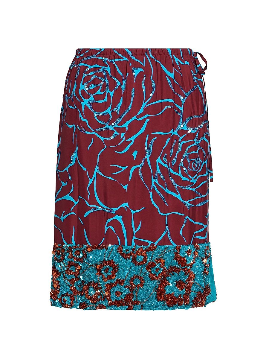 Women's Scotts Embellished Floral Knee-Length Skirt - Burgundy - Size 10