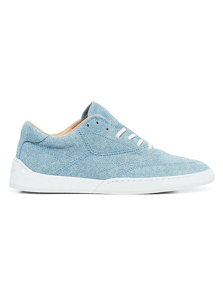 Women's Ohio Denim-Printed Leather Sneakers - Light Blue Denim - Size 9