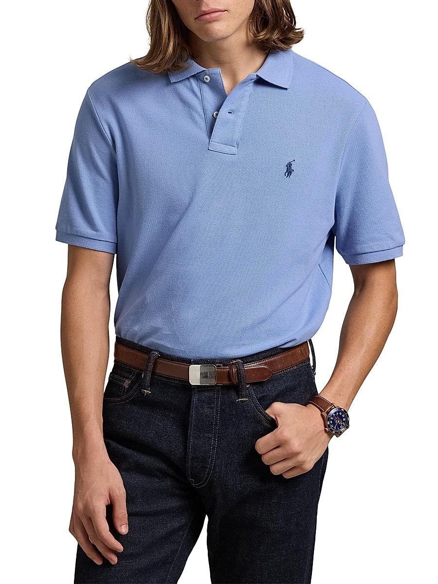 Men's Basic Mesh-Knit Polo Top - Campus Blue - Size XXL