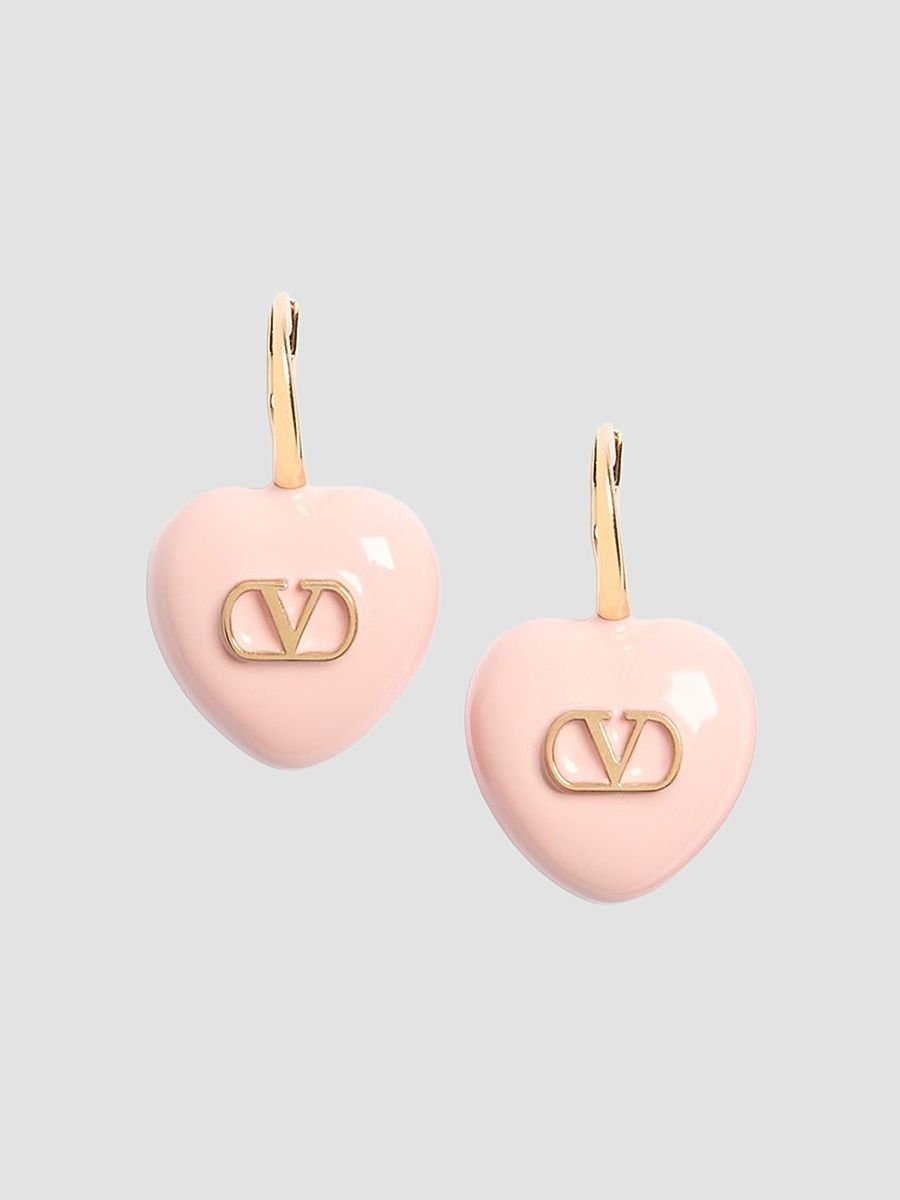 Women's Coeur Royal Metal and Enamel Earrings - Gold Pink