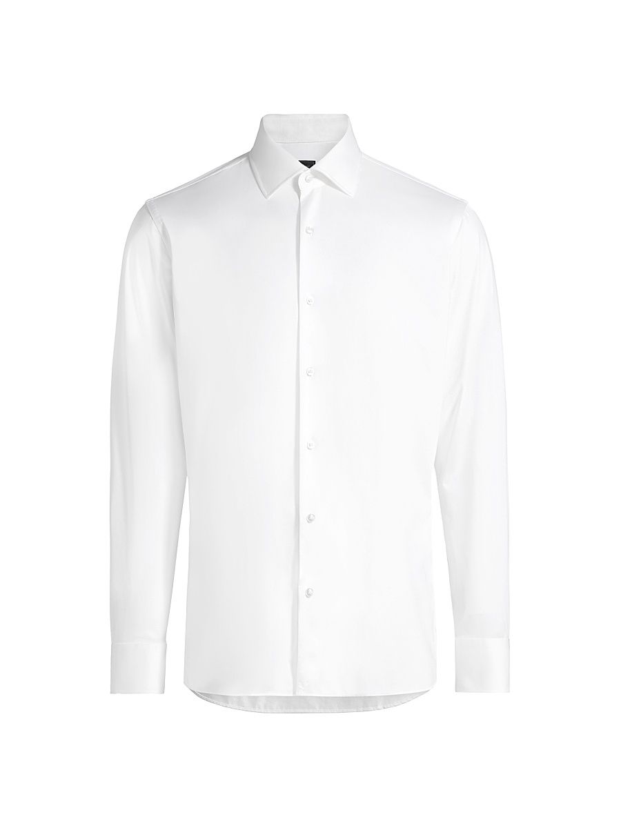 Men's COLLECTION Stretch Soild Shirt - White - Size 17.5