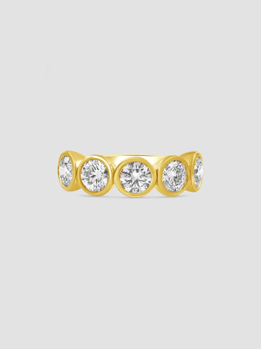 Women's 18K Yellow Gold & 3.00 TCW Lab-Grown Diamond 5-Bezel Ring - Yellow Gold - Size 7