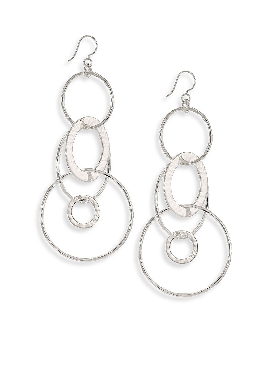 Women's Classico Jumbo Sterling Silver Hammered Jet Set Earrings - Silver