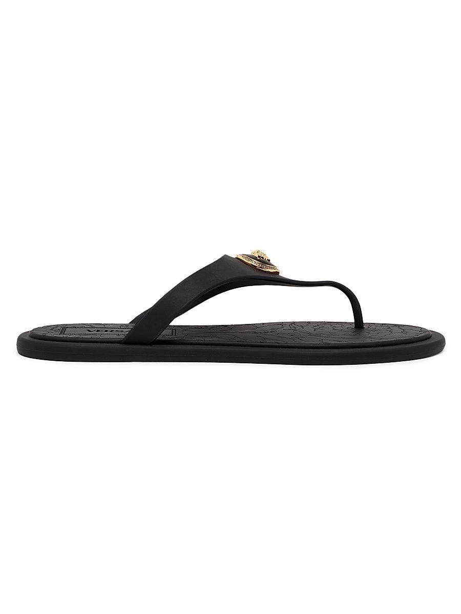 Women's Medusa Baroque Flip-Flops - Black Versace Gold - Size 12