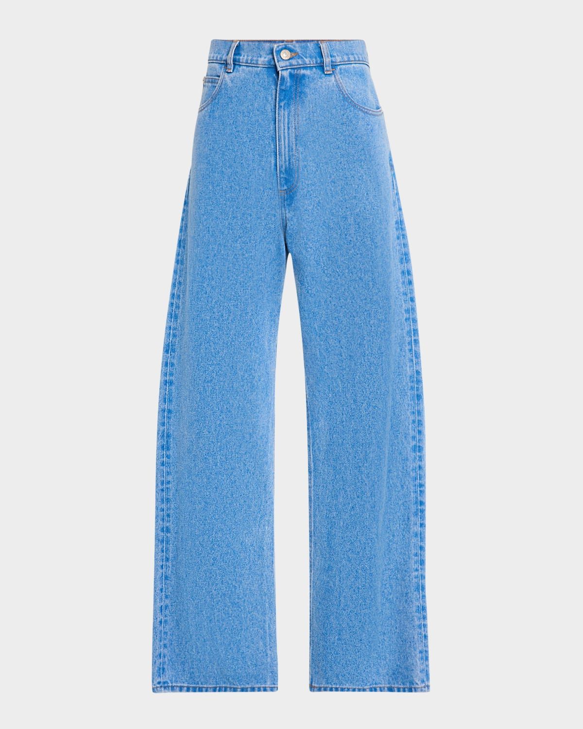 Men & apos;s Stonewashed Wide-Leg Jeans