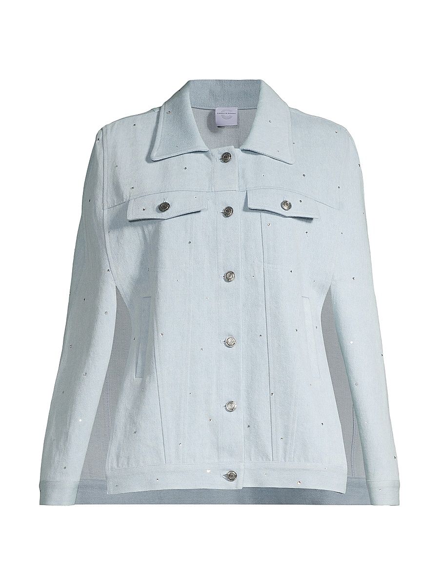 Women's Swarovski Crystals Denim Cape - Denim - Size Medium