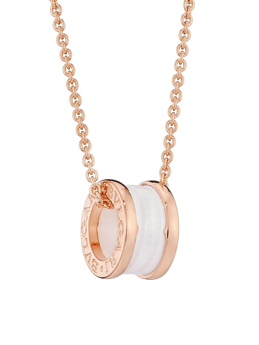 Women's B. zero1 18K Rose Gold & Ceramic Pendant Necklace - Rose Gold