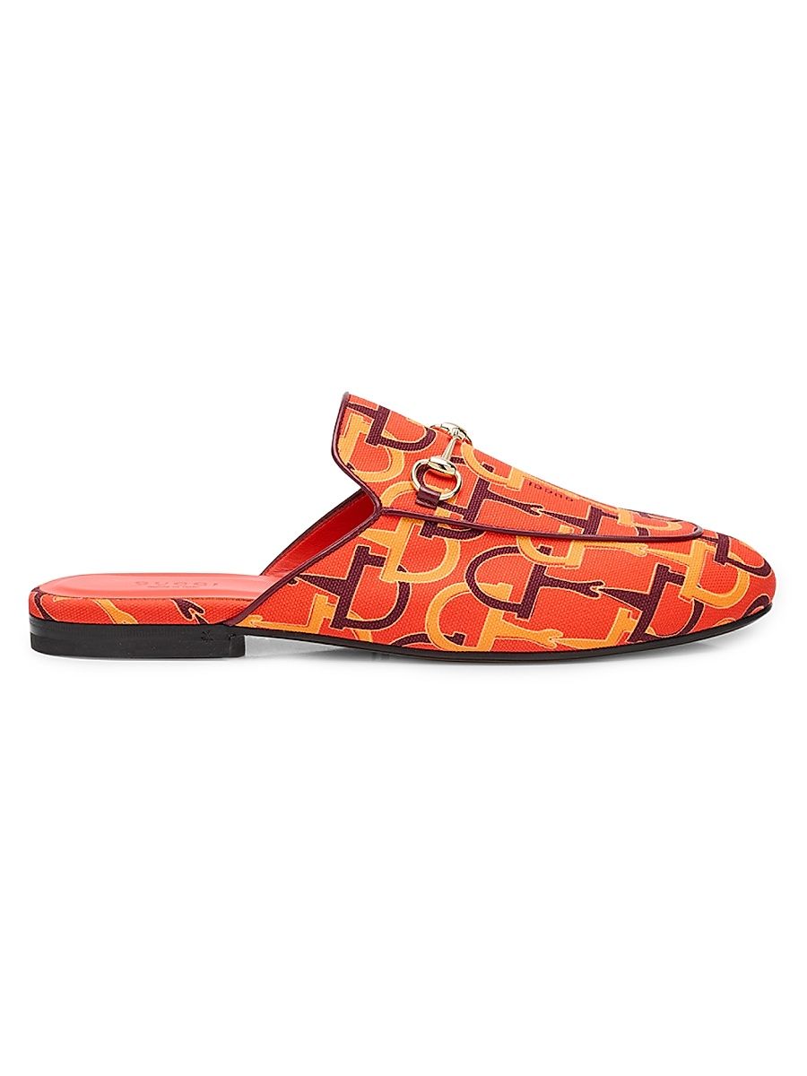 Women's Princetown Horsebit Print Loafer Mules - Orange Multi - Size 9
