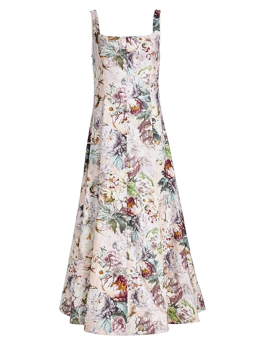 Women's Polly Floral Tie-Waist A-Line Maxi Dress - Sweet Peony - Size 14