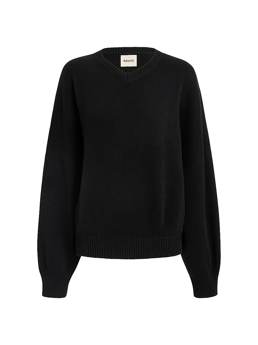 Women's Wolfe Drop-Shoulder Cashmere Sweater - Black - Size Large