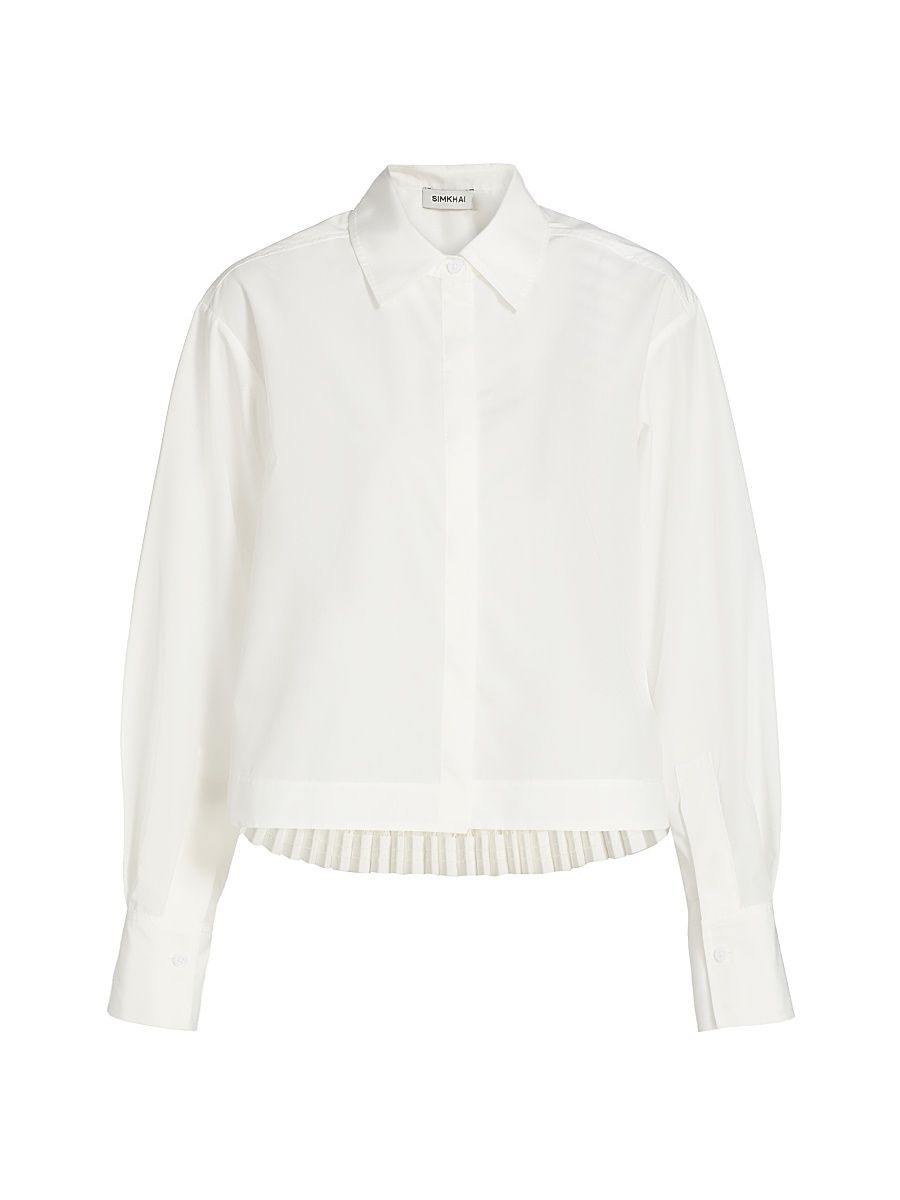 Women's Kacey Lace Cotton Shirt - Ivory - Size XS