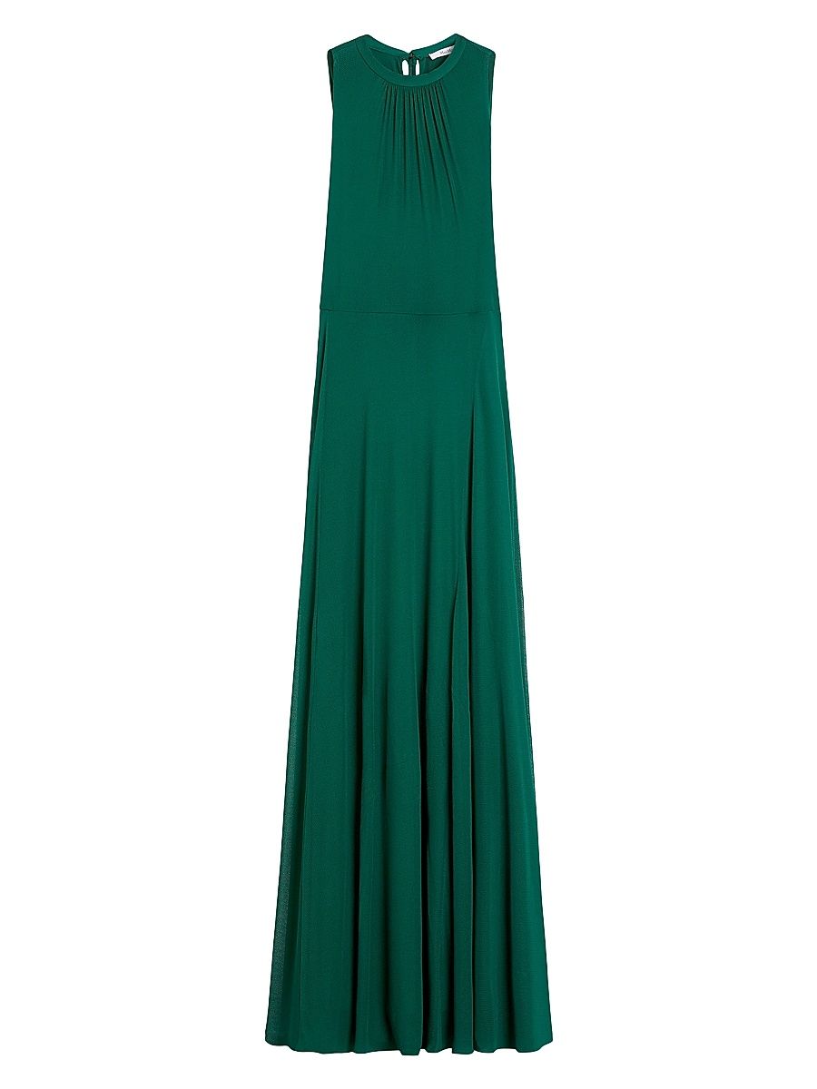 Women's Long, Mesh Jersey Dress - Emerald - Size 14